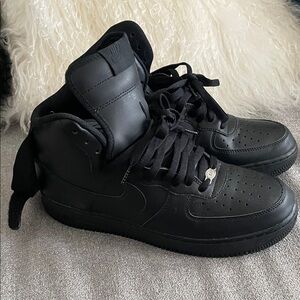 NIKE AIR FORCE 1 HIGH TOP TRIPLE BLACK MEN SNEAKER SIZE 10